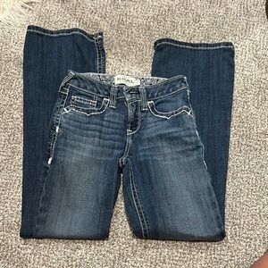 Ariat Blue Boot Cut Jeans with Distressed Medium Wash